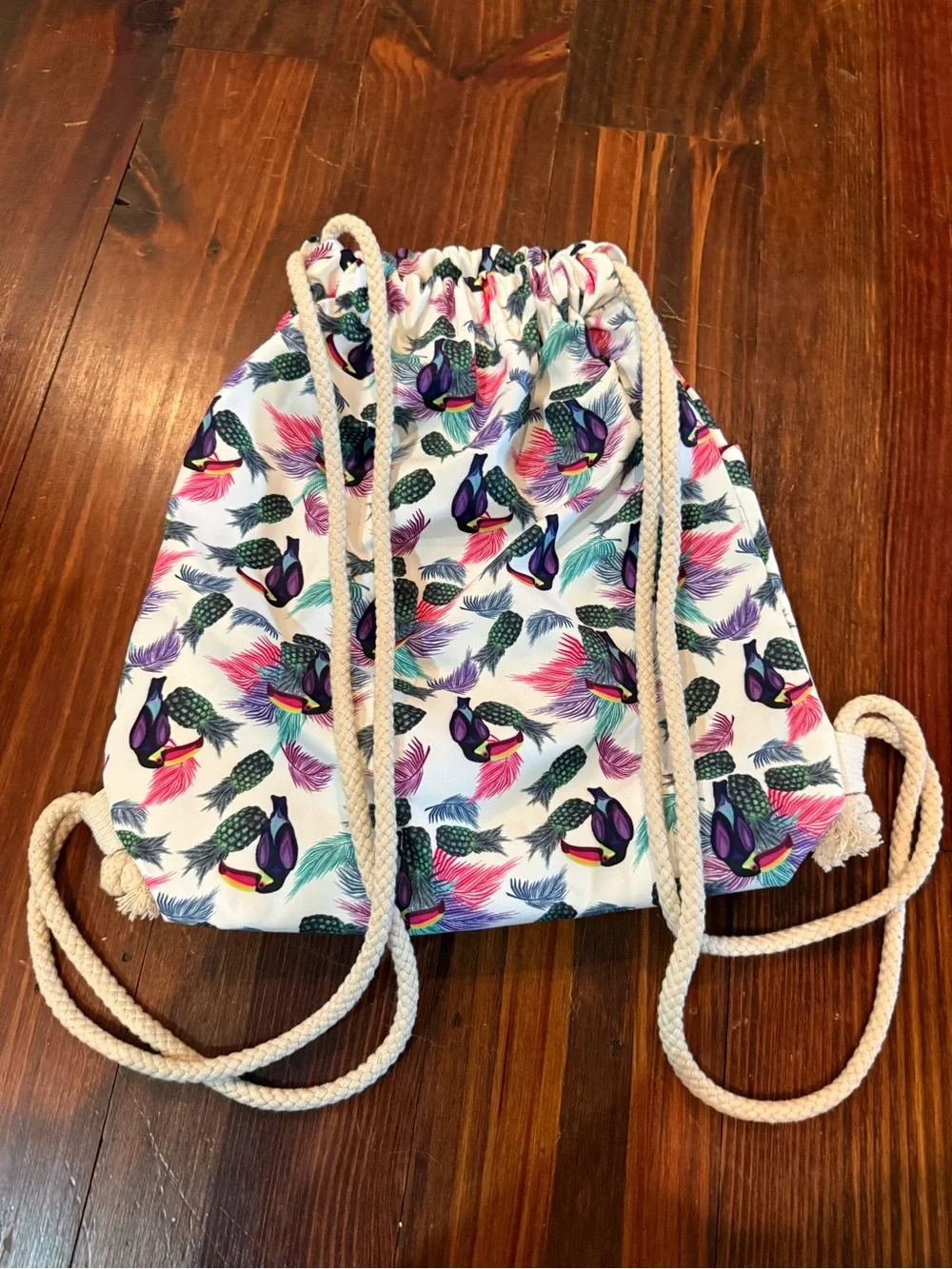 Pura Vida Toucan Print Drawstring Bag